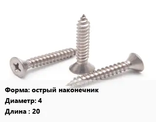 Саморез острый наконечник D=4 L=20 оцинкованный